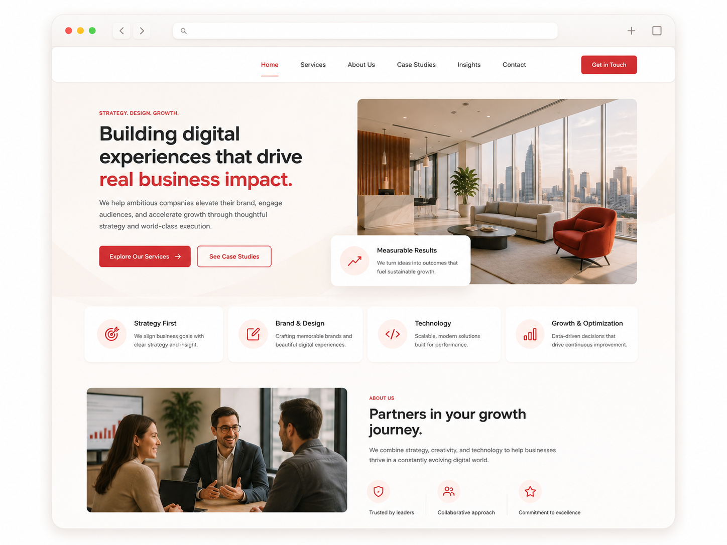 Preview of a modern corporate website design